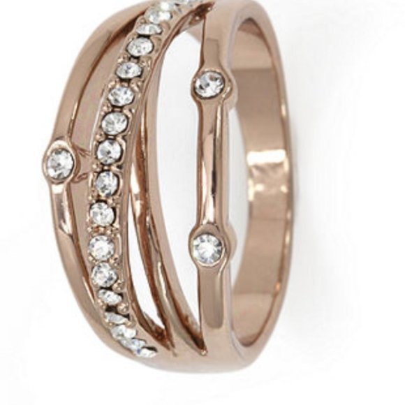 Sparkle Allure Rose Gold and Crystal Cocktail Ring 7 8 9 NIB - Picture 8 of 16